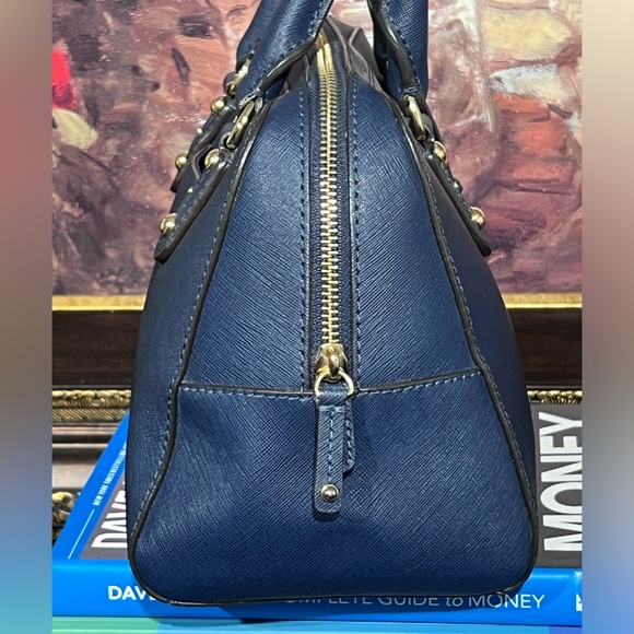 Michael Kors Blue Leather Dome Satchel - Picture 7 of 11